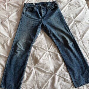 Hurley 99 Relaxed Fit Jeans 33 Button Fly Medium Light Wash Surf Skate Y2K